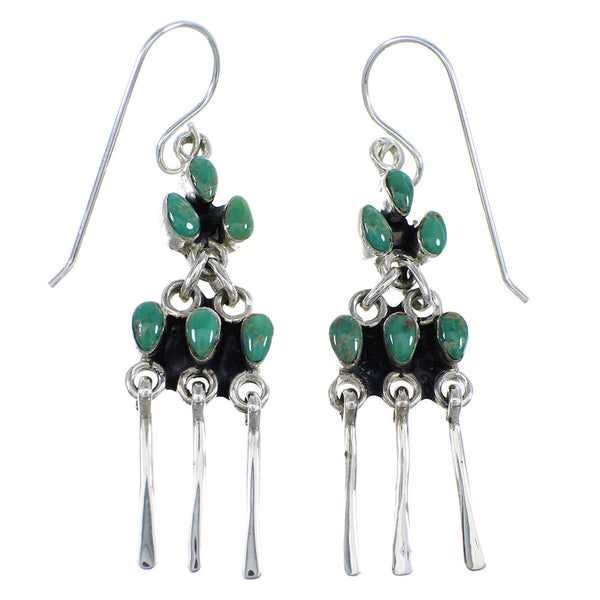 Southwestern Turquoise Silver Hook Dangle Earrings Jewelry RX56402